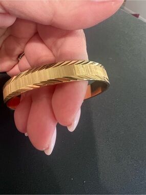 Monet Gold-Tone Textured Carved Bangle Bracelet